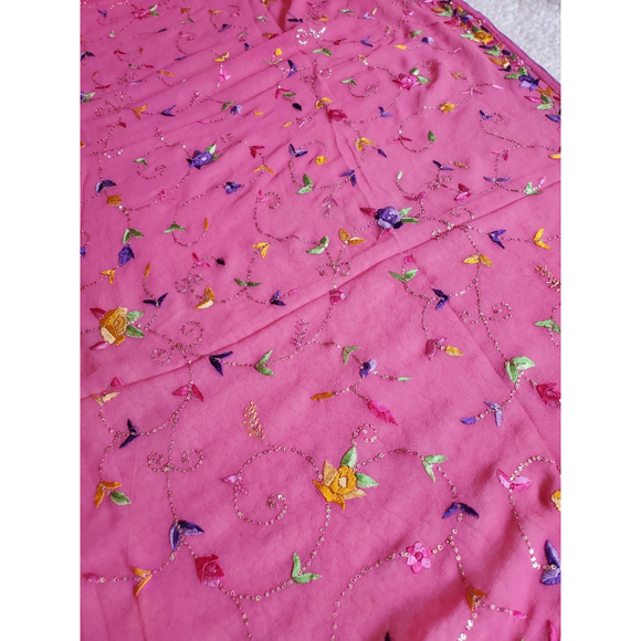 Women Pure Georgette Parsi Gara Saree Designer Party Cocktail Bollywood Wedding - Picture 6 of 16